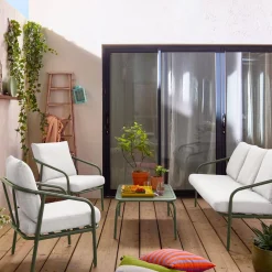 Conjunto de muebles de jardín de acero, 5 plazas