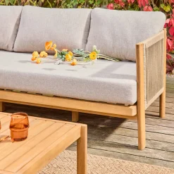 Conjunto de muebles de jardín de acacia y cuerdas para 5 plazas