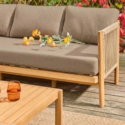 Conjunto de muebles de jardín de acacia y cuerdas para 5 plazas