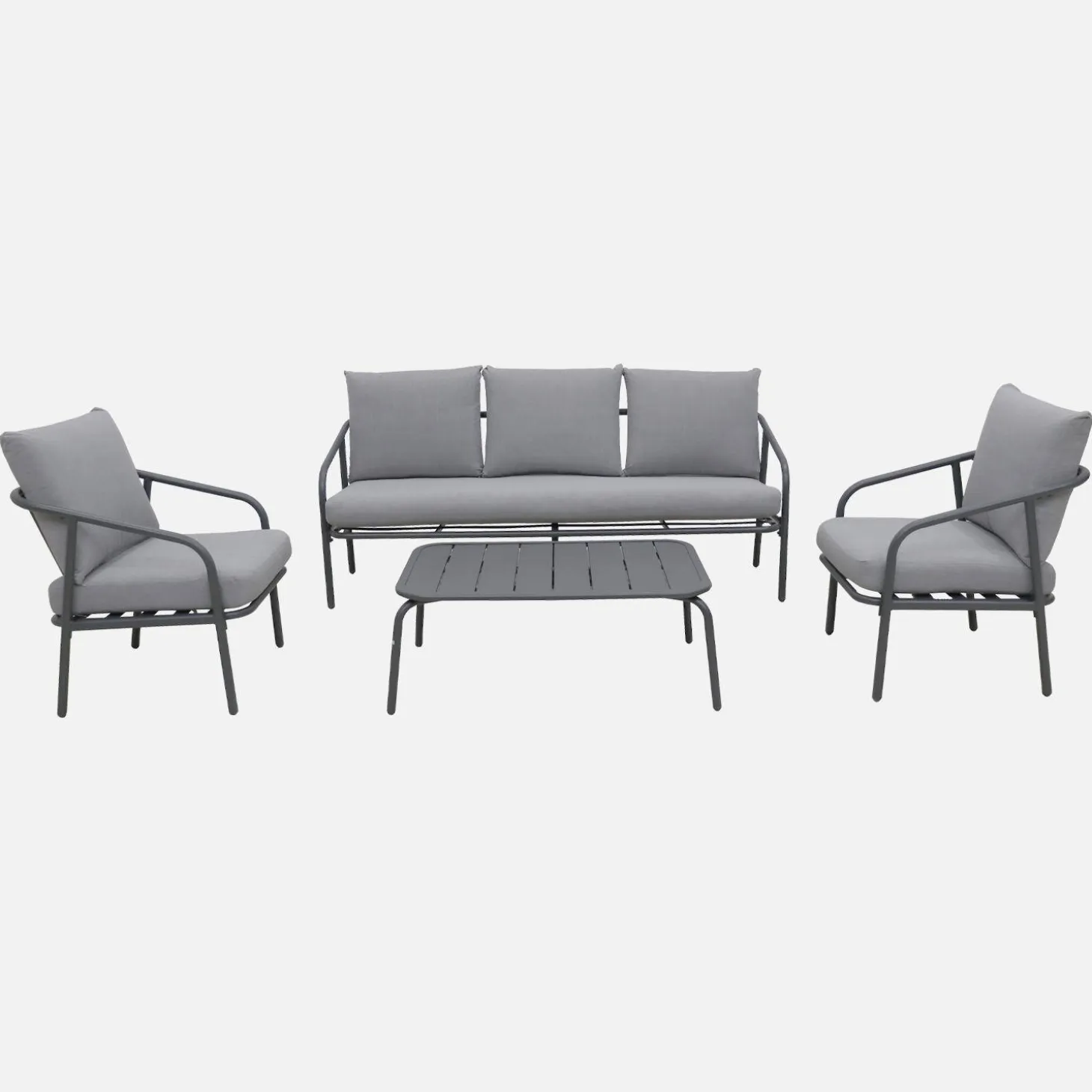 Conjunto de muebles de jardín de acero, 5 plazas