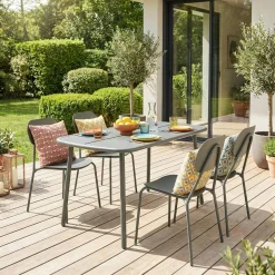 Conjunto mesa de jardín de aluminio, 4 sillas