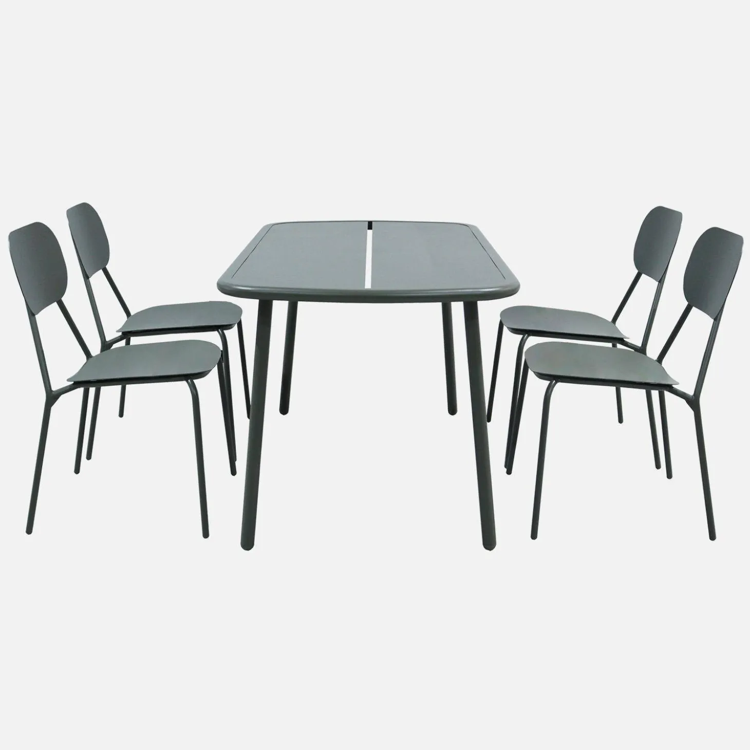 Conjunto mesa de jardín de aluminio, 4 sillas