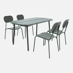 Conjunto mesa de jardín de aluminio, 4 sillas