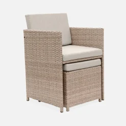 Conjunto mesa de jardín de resina, 8 plazas