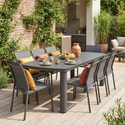 Conjunto mesa de jardín de aluminio con 8 sillas