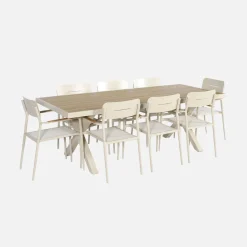 Conjunto mesa de jardín de aluminio con 8 sillas