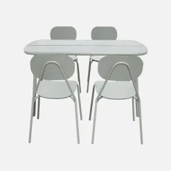 Conjunto mesa de jardín de aluminio, 4 sillas