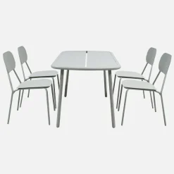 Conjunto mesa de jardín de aluminio, 4 sillas