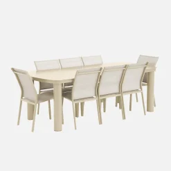 Conjunto mesa de jardín de aluminio con 8 sillas