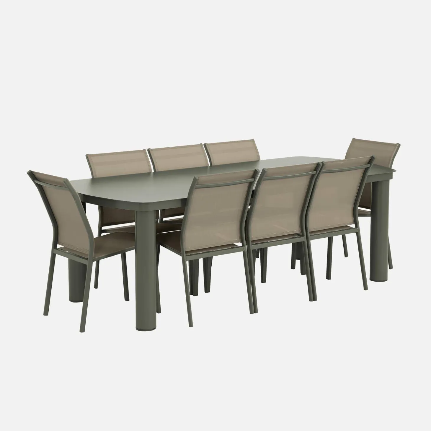 Conjunto mesa de jardín de aluminio con 8 sillas