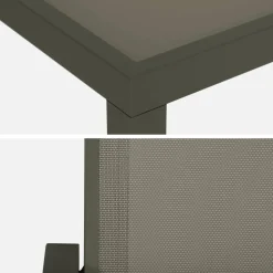 Conjunto mesa de jardín de aluminio y de textileno, 8 sillas