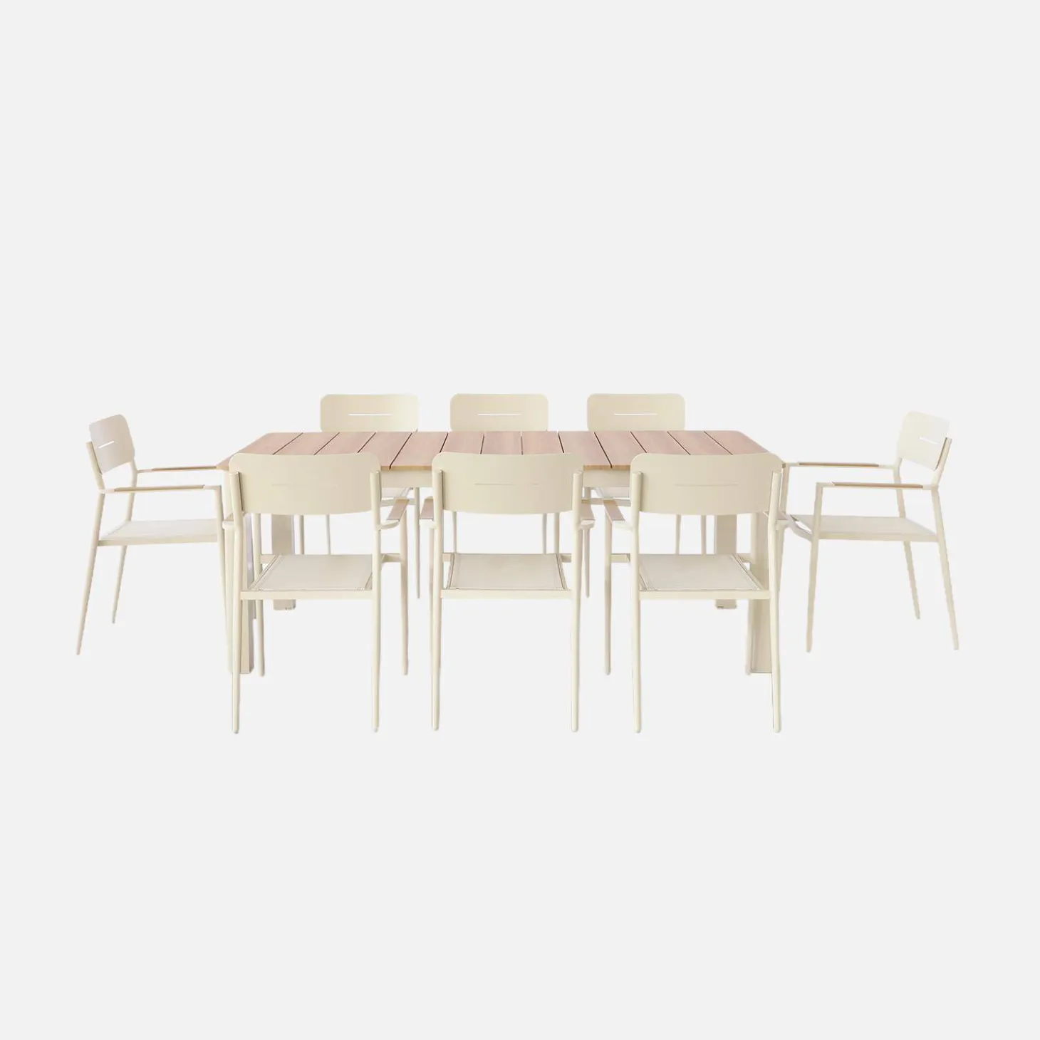 Conjunto mesa de jardín de aluminio con 8 sillas