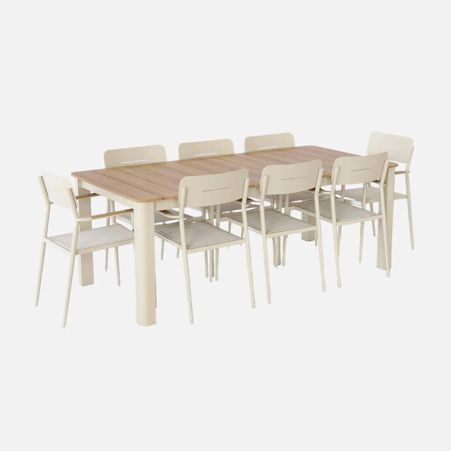 Conjunto mesa de jardín de aluminio con 8 sillas