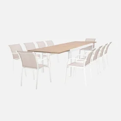 Conjunto mesa de jardín extensible de aluminio con 10 sillas