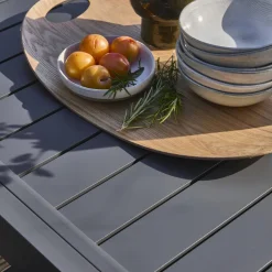 Conjunto mesa de jardín extensible de aluminio con 8 sillas