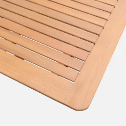 Conjunto mesa de jardín extensible de madera de eucalipto con 12 sillas