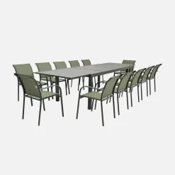 Conjunto mesa de jardín extensible de aluminio con 10 sillas