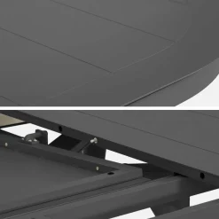 Conjunto mesa de jardín ovalada extensible de aluminio con 10 sillas