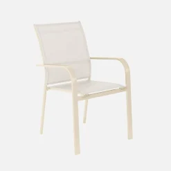 Conjunto mesa de jardín redonda de aluminio con 6 sillas