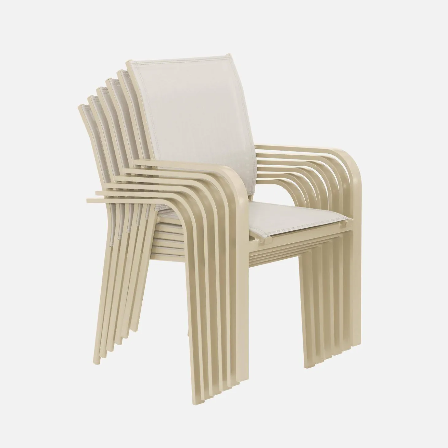 Conjunto mesa de jardín redonda de aluminio con 6 sillas
