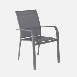 Conjunto mesa de jardín redonda de aluminio con 6 sillas