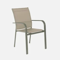 Conjunto mesa de jardín redonda de aluminio con 6 sillas