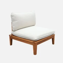 Conjunto muebles de jardín modular de madera de acacia y borreguito, 5 plazas