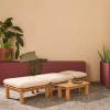 Conjunto tumbona modular de madera de acacia con múltiples posiciones y mesa