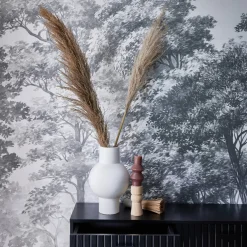 Consola con efecto madera estriada negra, 100cm