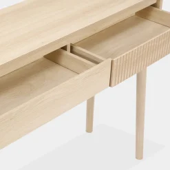 Consola con efecto madera de 2 cajones, 100cm