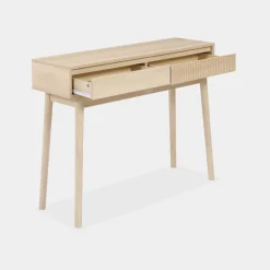 Consola con efecto madera de 2 cajones, 100cm