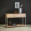 Consola de madera con efecto espiga y 2 cajones, 110cm