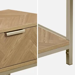 Consola de madera con efecto espiga y 2 cajones, 110cm
