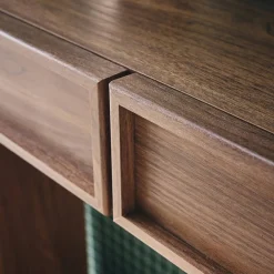 Consola efecto madera con 2 cajones y estante, 100cm