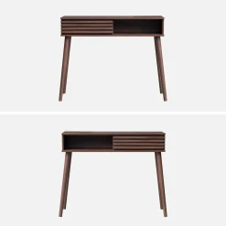 Consola escandinava efecto madera y puerta corredera, 100cm