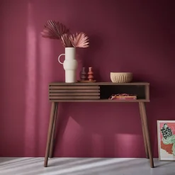Consola escandinava efecto madera y puerta corredera, 100cm