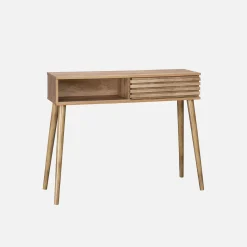 Consola escandinava efecto madera y puerta corredera, 100cm