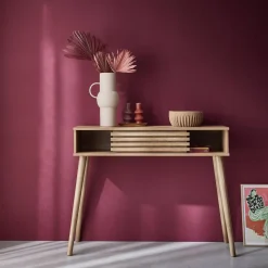 Consola escandinava efecto madera y puerta corredera, 100cm