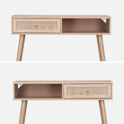 Consola estilo escandinavo de caña, 100cm