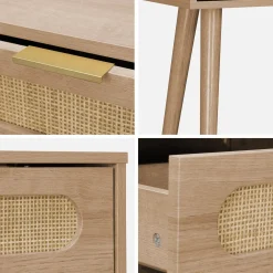 Consola estilo escandinavo con efecto madera, 100cm