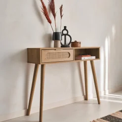 Consola estilo escandinavo con efecto madera, 100cm