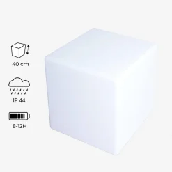 Cubo luminoso LED con batería para interior/exterior