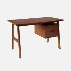Escritorio de madera de hevea y chapa de roble, 2 cajones