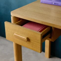 Escritorio de madera de hevea con chapa de roble, 1 cajón