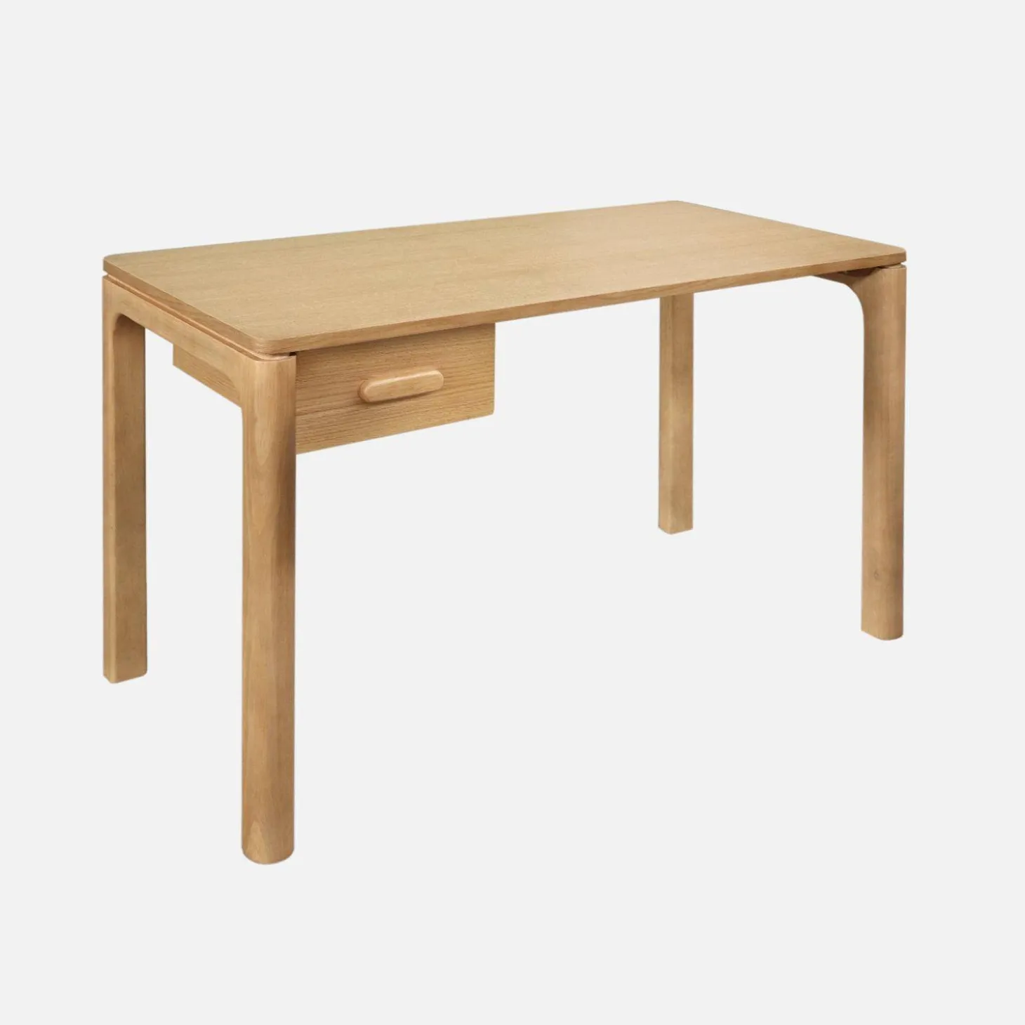 Escritorio de madera de hevea con chapa de roble, 1 cajón
