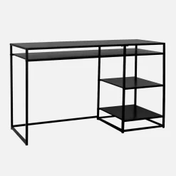 Escritorio de metal negro con 2 estanterías, 120cm