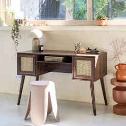 Escritorio decoración madera con 2 puertas