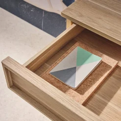 Escritorio efecto madera con 2 cajones, 120cm