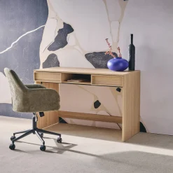 Escritorio efecto madera con 2 cajones, 120cm