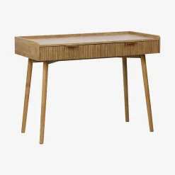 Escritorio efecto madera de mango ranurado, 2 cajones